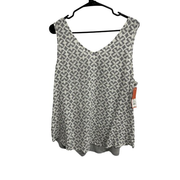 Gilligan & OMalley Gray White Floral Pattern Sleeveless Pajama Top XXL - Picture 1 of 10